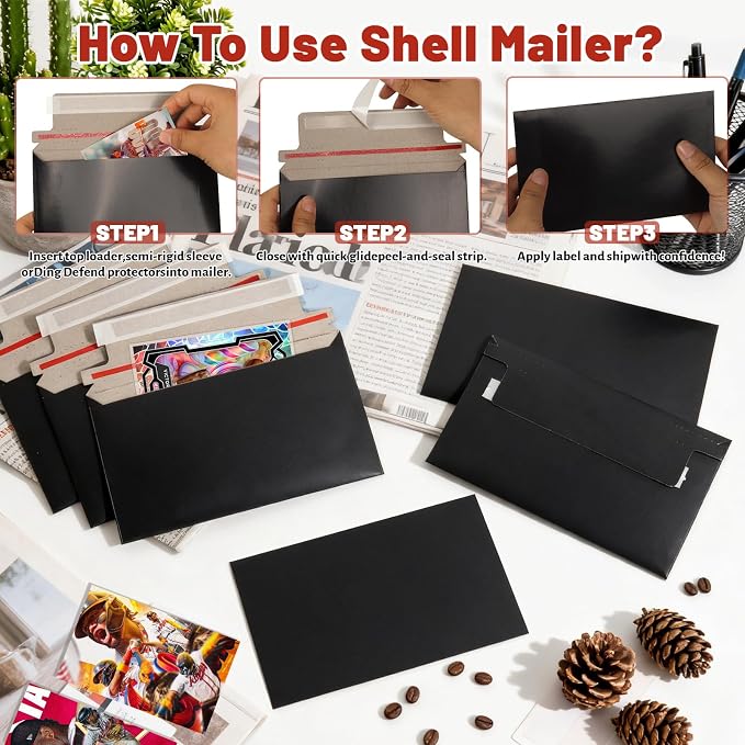 110 Pack Black Trading Card Envelopes, 7x 4.35 Inch Self-Adhesive Card Mailer - Image 5