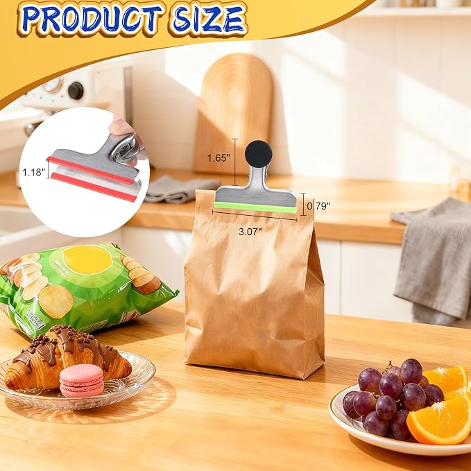 Magnetic Chip Clips, Stainless Steel Chip Bag Clips - Image 3
