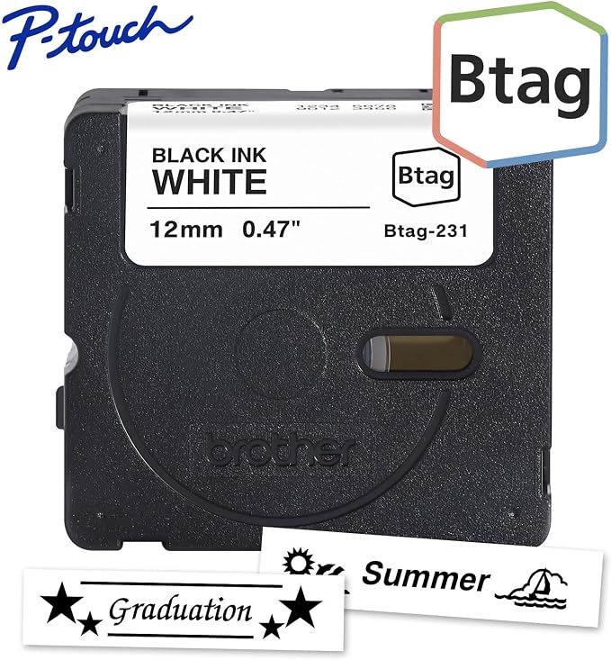 Brother Genuine P-Touch Btag BTAG231 Black on White Label Tape ~1/2in by 13.1ft. - Image 2