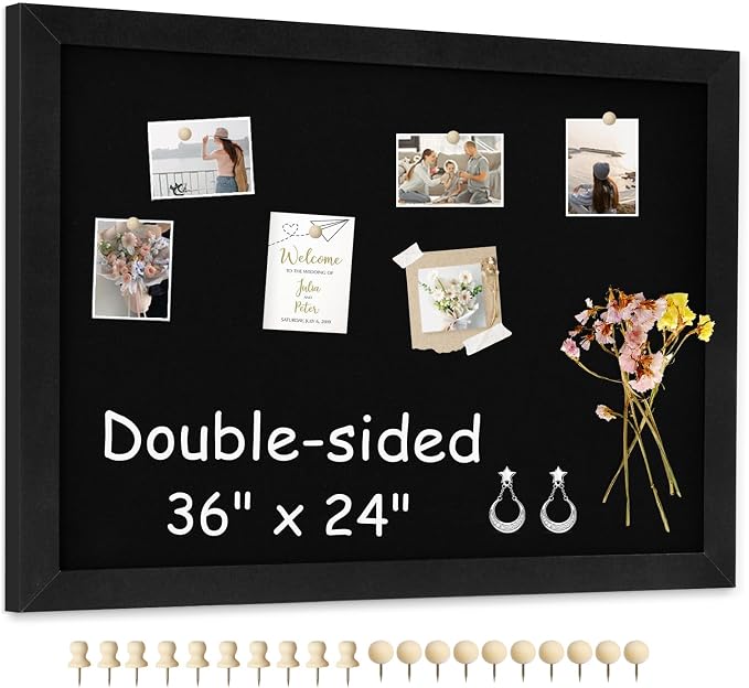 Double-Sided Wood Framed Cork Board by AMUSIGHT