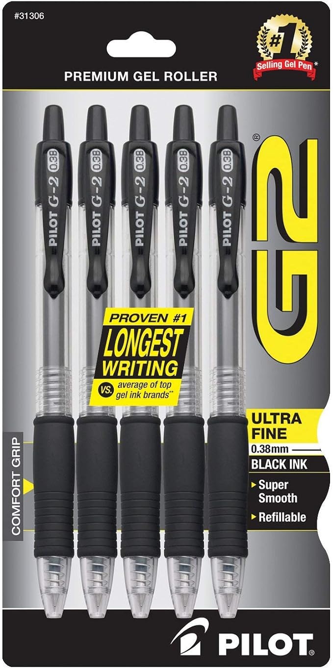 Pilot G2 Premium Refillable and Retractable Rolling Ball Gel Pens, Ultra Fine by PilotCorporationofAmerica
