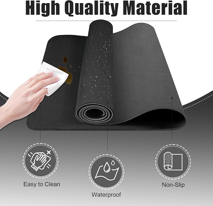 Leather Desk Pad Protector, 39.4'' X 17'' Large Mouse Pad, Office Desk Mat - Image 3