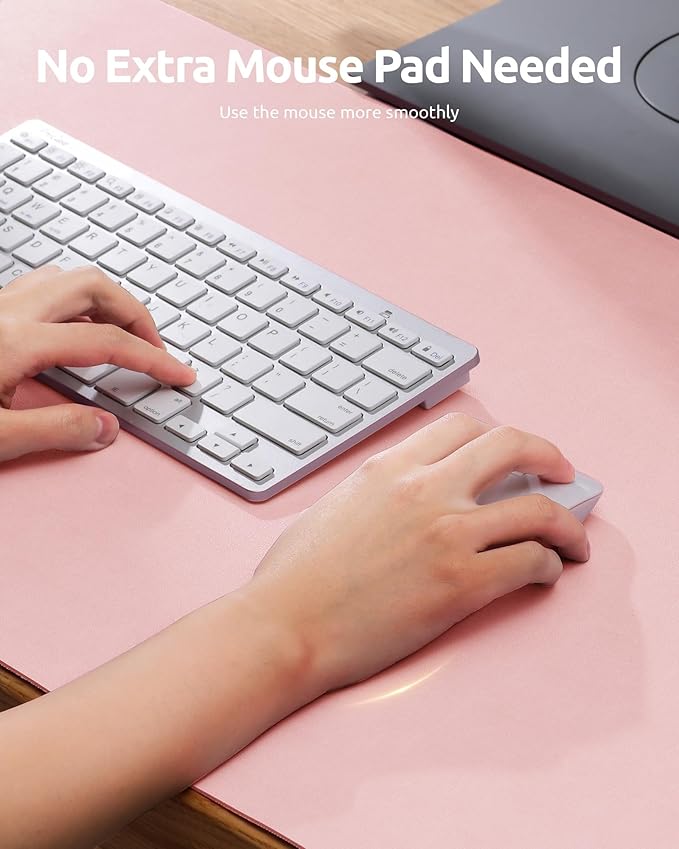 YSAGi Leather Desk Protector, Office Mat, Large Mouse Mat, Non-Slip PU Leather Blotter, Laptop Pad, Waterproof Writing Pad for Office and Home (Light Pink, 23.6" x 13.8")-DeskLoop Office