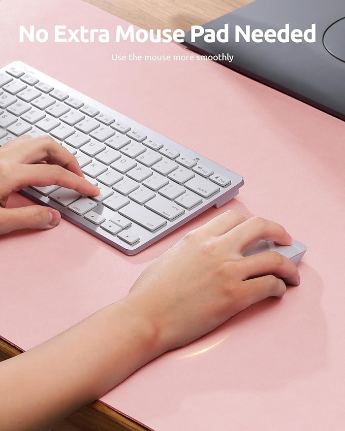 YSAGi Leather Desk Protector, Office Mat, Large Mouse Mat, Non-Slip PU Leather Blotter, Laptop Desk Pad, Waterproof Writing Pad for Office and Home (Light Pink, 31.5" x 15.8")-DeskLoop Office