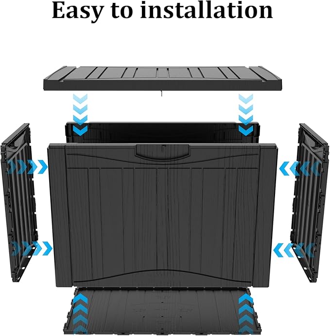 50 Gallon Outdoor Storage Box Waterproof Lockable Resin Deck Box Large, Patio Storage Bin for Pool Accessories Cushion Furniture, Garden Tools, UV-Resistant Outside Delivery Black-DeskLoop Office