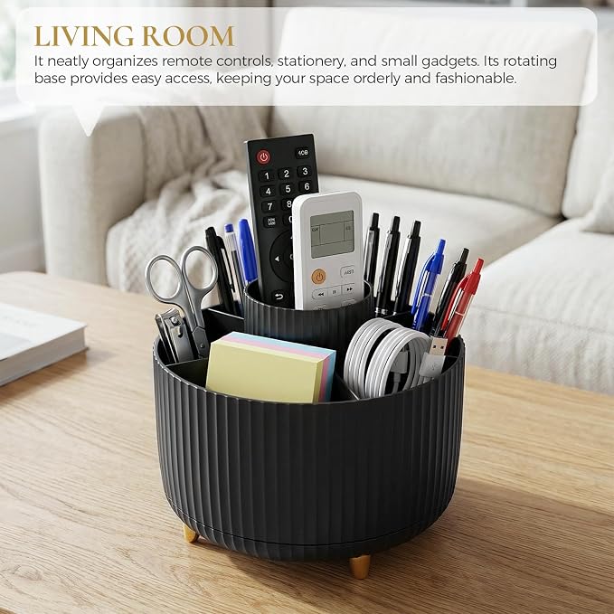 KONVINIT Pencil Pen Holder for Desk, 5 Slots 360 - Image 6