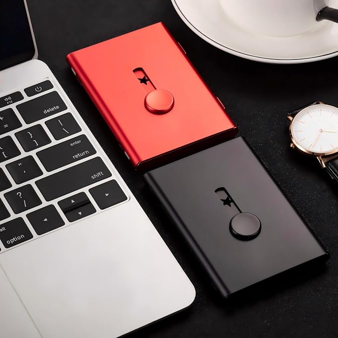 Tatuo 2 Pcs Business Card Holder Thumb Drive Black Red Stainless Steel Business - Image 6