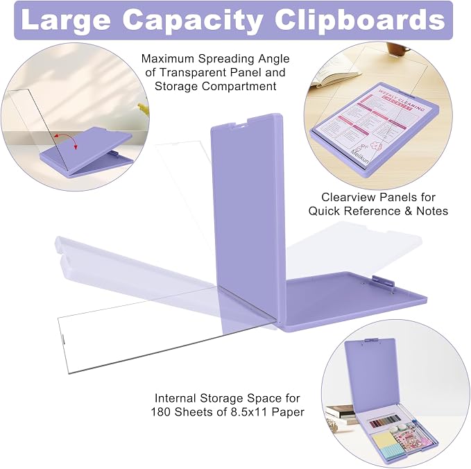 Meiikun Clipboard with Storage, Plastic Clip Boards 8.5x11 Folder with Clear - Image 6
