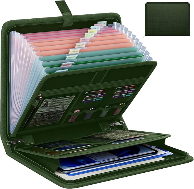 Fireproof Accordion File Organizer, Portable Expanding File Folder by Huolewa