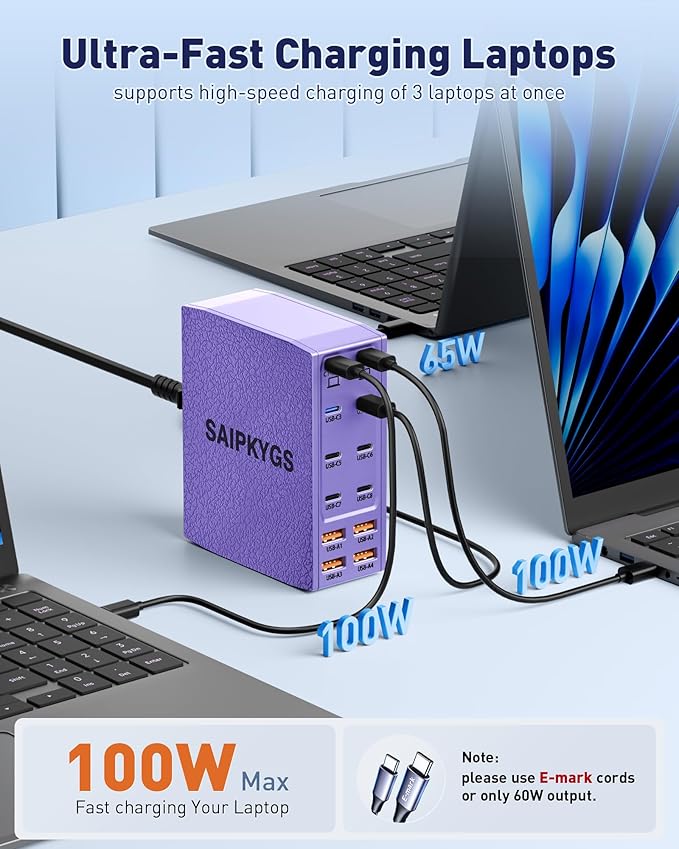 Charging Station (600W),12-Port USB C Charger Block with Dual 100W PD USB-C Fast Charging Station Hub for MacBook Pro/Air/All iPad iPhone 17/16 15/14/13/Pro Max/Samsung Galaxy Note(Purple)-DeskLoop Office