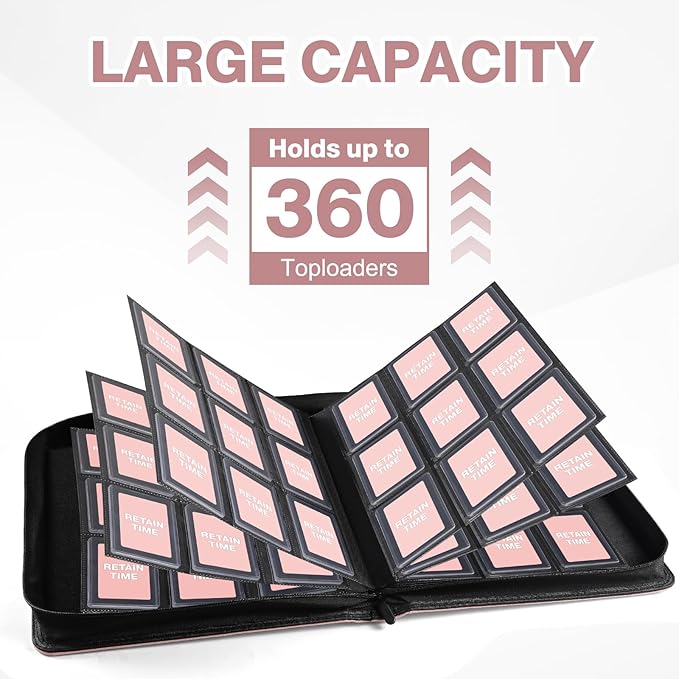 Toploader Binder, Holds 360 Toploaders, 100 Toploaders INCLUDED, 9-Pocket PU - Image 4