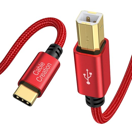 CableCreation USB B to USB C 6.6FT Printer Cable, MIDI Cable to USB C, Nylon by CableCreation
