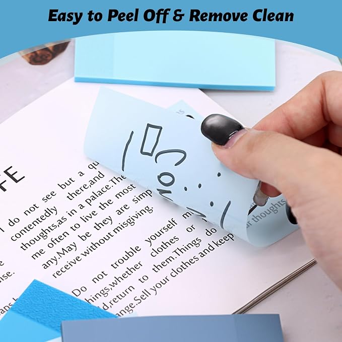 ‎SYMDROMIA Transparent Sticky Notes, 800 Sheets Ocean Blue - Image 6