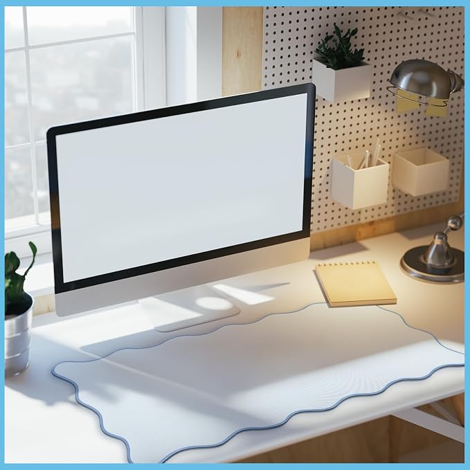 Hahafelt Scalloped Desk Mat Large Desk Pad Cute Coquette Table Mat Back to - Image 7