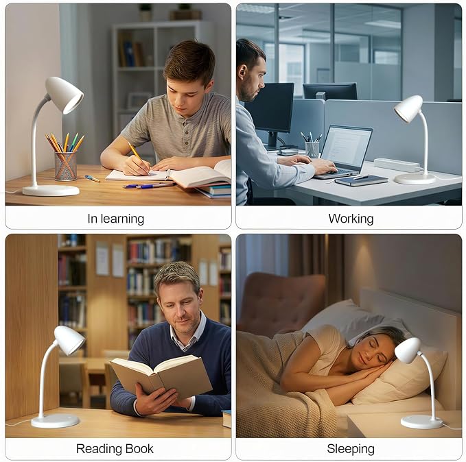 LED Desk Lamp for Home Office, 3 Light Colors, Table Lamp, Dimmable Reading - Image 4