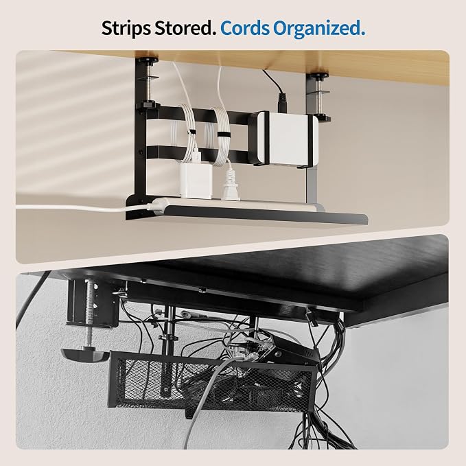 YECAYE Under Desk Cable Management Tray, All-Metal Clamp-Mount Cable Management - Image 2