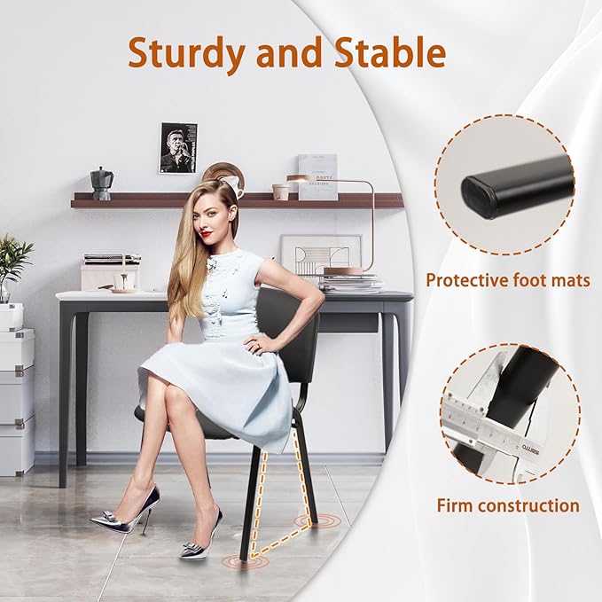 CLATINA Stacking Waiting Room Chairs, PU Leather Armless Office Guest Chair with Metal Frames, Stackable Conference Room Chairs No Wheels for Reception Lobby Side Meeting Training School, Black-DeskLoop Office