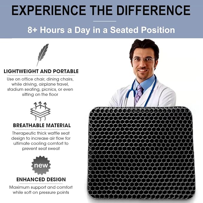 Gel Seat Cushion for Long Sitting Pressure Relief - Image 3