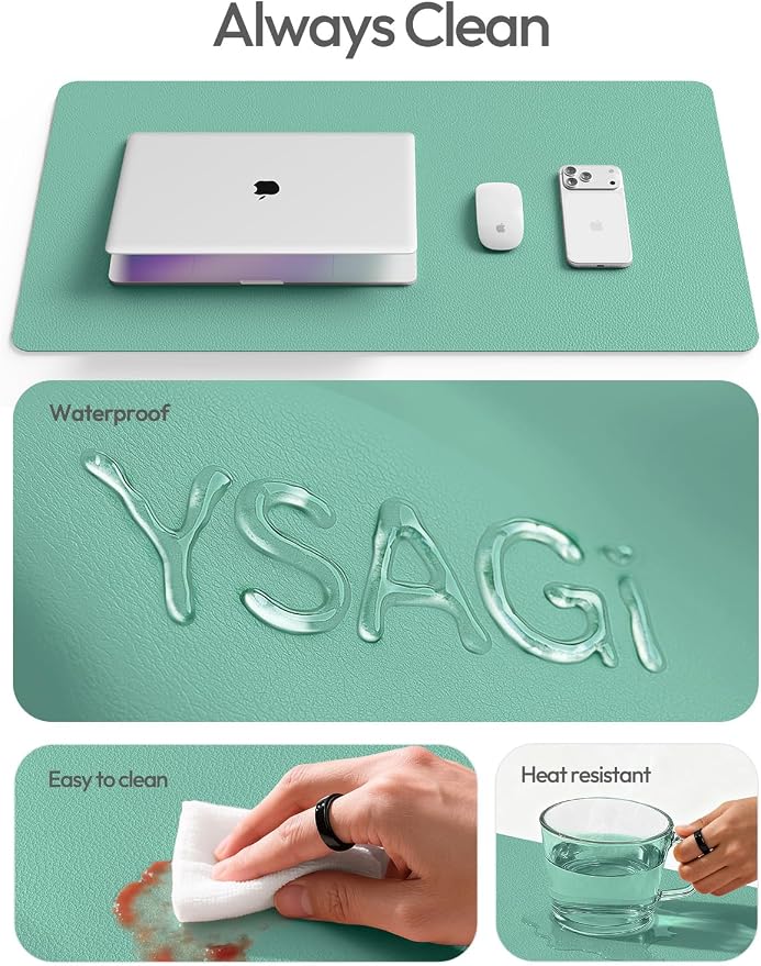 YSAGi Leather Desk Protector, Office Mat, Large Mouse Mat, Non-Slip PU Leather - Image 7