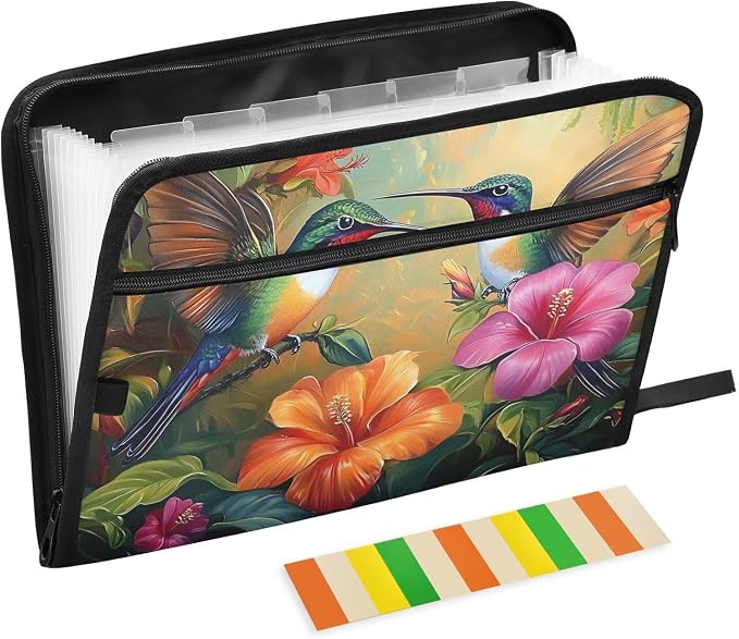 Expanding File Folder Hummingbirds Butterflies Spring Floral Accordion File by ALAZA