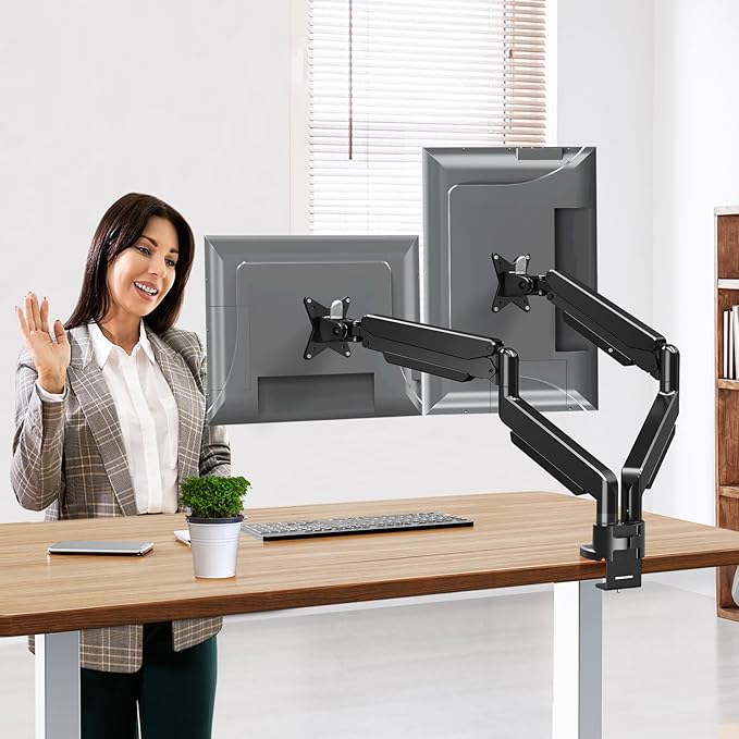 MOUNT PRO Dual Monitor Stand for Max 43 Inch Ultrawide Computer Screen, Premium Aluminum Heavy Duty Monitor Arm Holds 6.6lbs to 33lbs, Gas Spring Full Motion Display Desk Stand, VESA Mount-DeskLoop Office