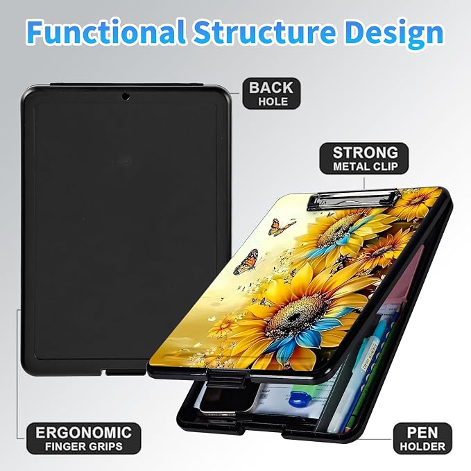 Clipboard with Storage, A4 High Capacity Clip Boards 14.4 x 9.6, Heavy Duty - Image 4