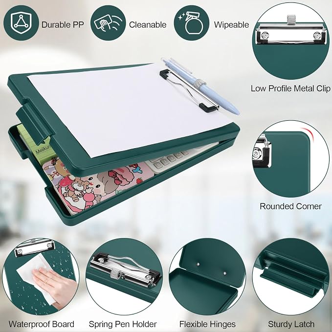 Meiikun Small Clipboard with Storage, A5 Clipboards with Pen Holder, Half - Image 5