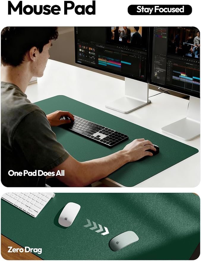 YSAGi Leather Desk Pad Protector, Office Desk Mat, Large Mouse Pad, Non-Slip PU - Image 4