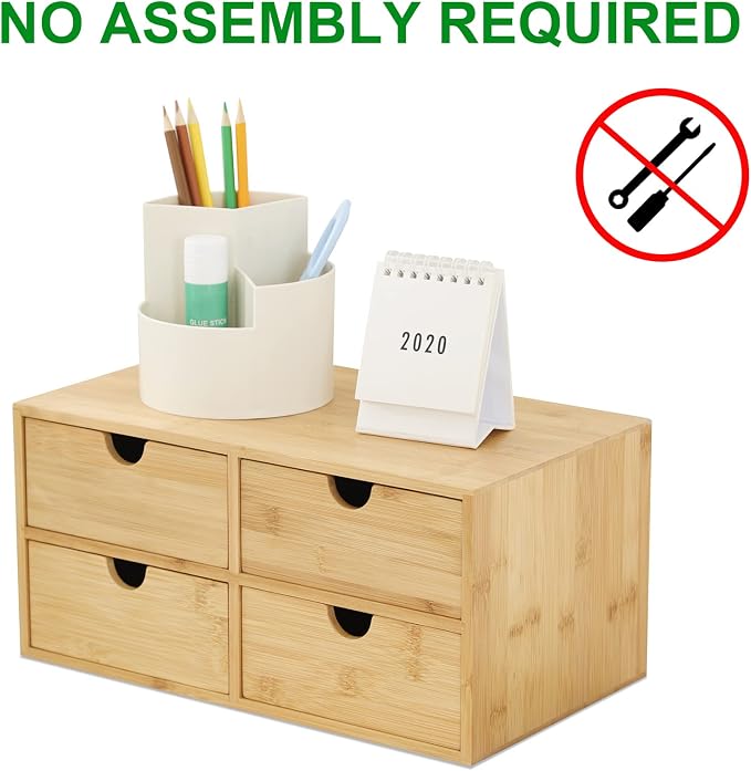 Wisuce Bamboo Desk Drawer Organizer, Desktop Organizer - Image 4