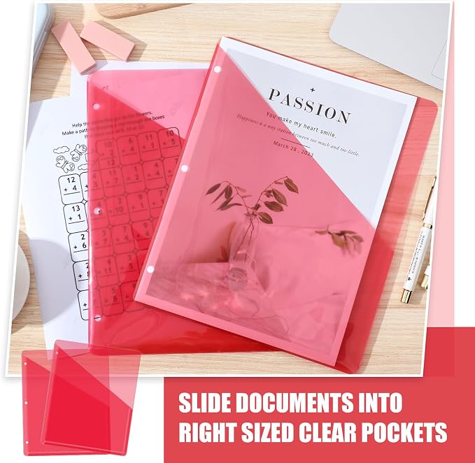 Seajan 100 Pcs Pocket Folders for 3 Ring Binder Clear Plastic Folders Sleeves - Image 4