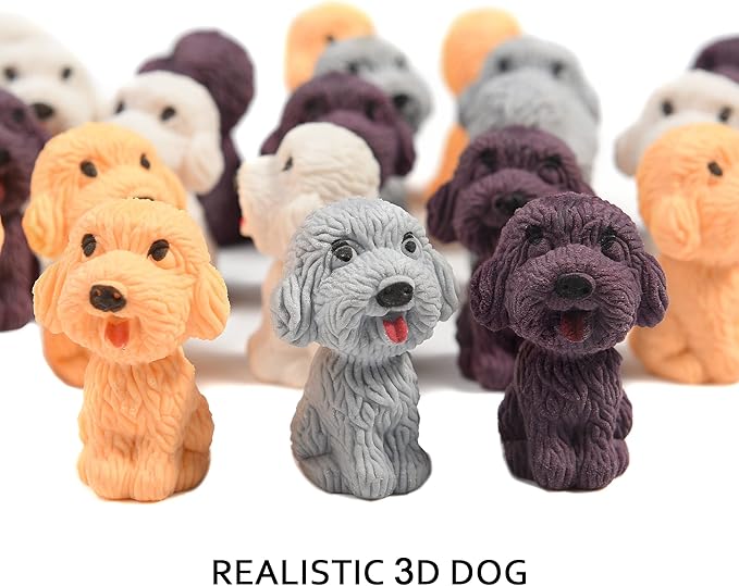 24 Pcs Animal Pencil Erasers Toppers,Pencil Top Erasers,3D Cute Dog Cap Easters Desk Pet Erasers for Kids-DeskLoop Office