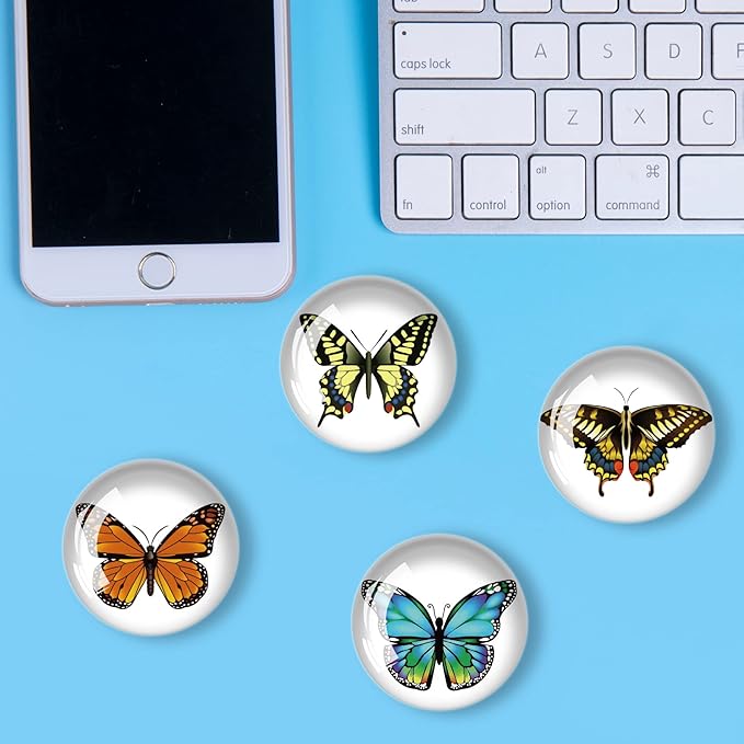 12Pcs Glass Strong Refrigerator Magnet Fridge Sticker,Butterfly Crystal Fridge Magnets Decoration for Crafts,Strong Fridge Magnets for Kitchen, School,Office Whiteboard, Cabinet and Dishwasher-DeskLoop Office
