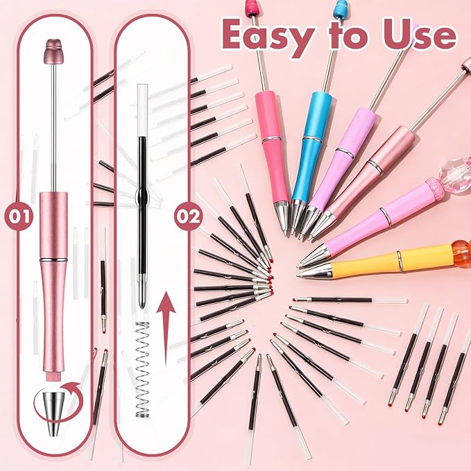 Sayglossy 300pcs Beadable Pens Refills Bulk, 1.0mm Black Ink Refills - Image 4