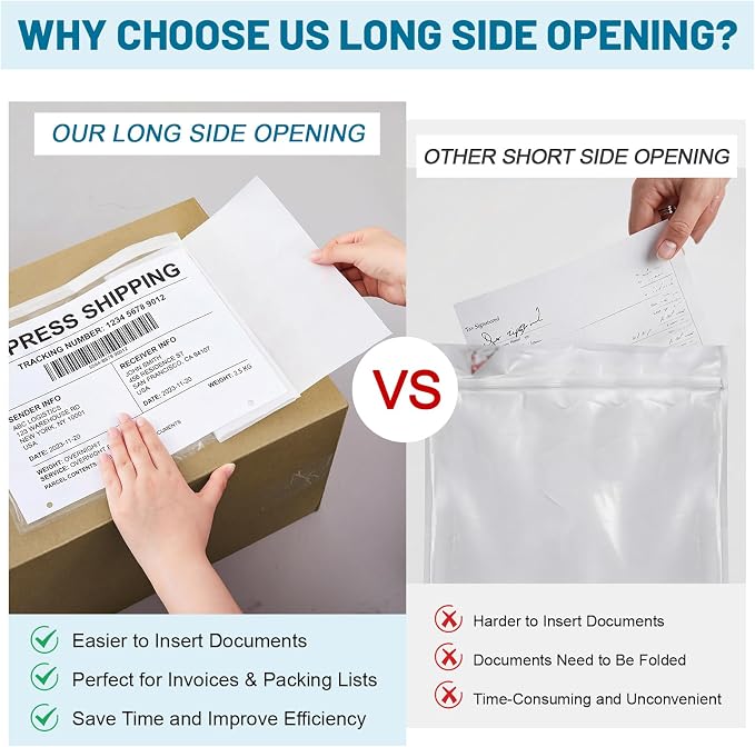 Maitys 300 Pack 9.5"x11.5" Clear Self-adhesive Shipping Label Sleeves Fit - Image 6
