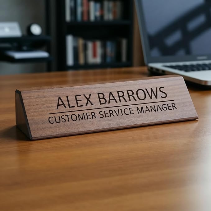 Custom Engraved Wooden Desk Name Plate, Personalized Office Desk Name Sign - Image 7