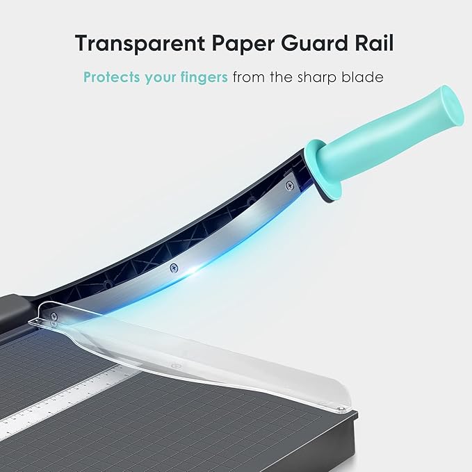 Paper Cutter, A4 Paper Trimmer with Safety Guard, 12" Cut Length Paper Cutting Board, Guillotine Trimmer with 16 Sheets Capacity, Paper Slicer for Scrapbooking Craft, Coupon, Label, Cardstock-DeskLoop Office