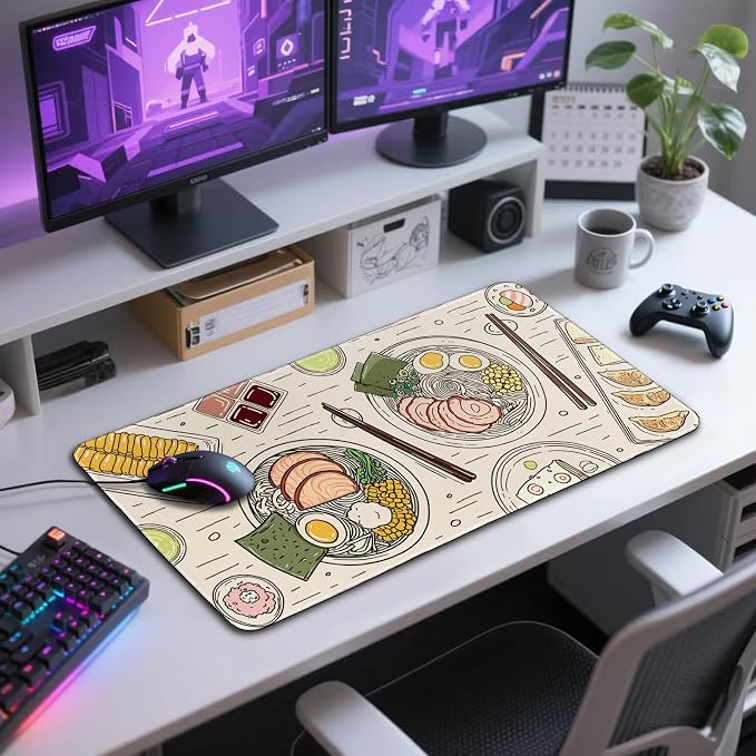Japanese Ramen Large Gaming Mouse Pad 31.5"x15.7"｜Illustrated Food Pattern XXL - Image 7