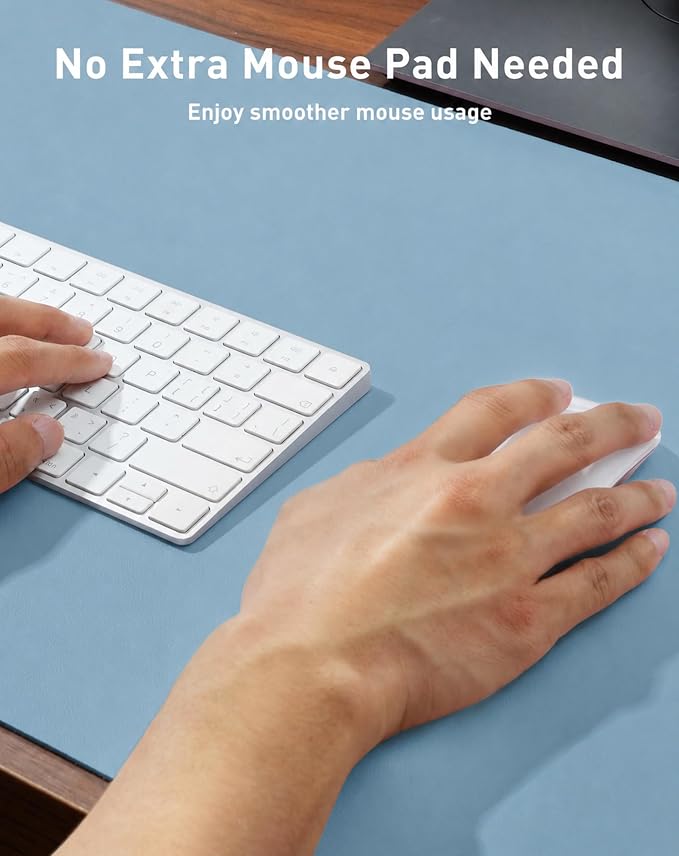Aothia Faux Leather Desk Mat for Keyboard & Mouse | Large desk mat for keyboard - Image 4