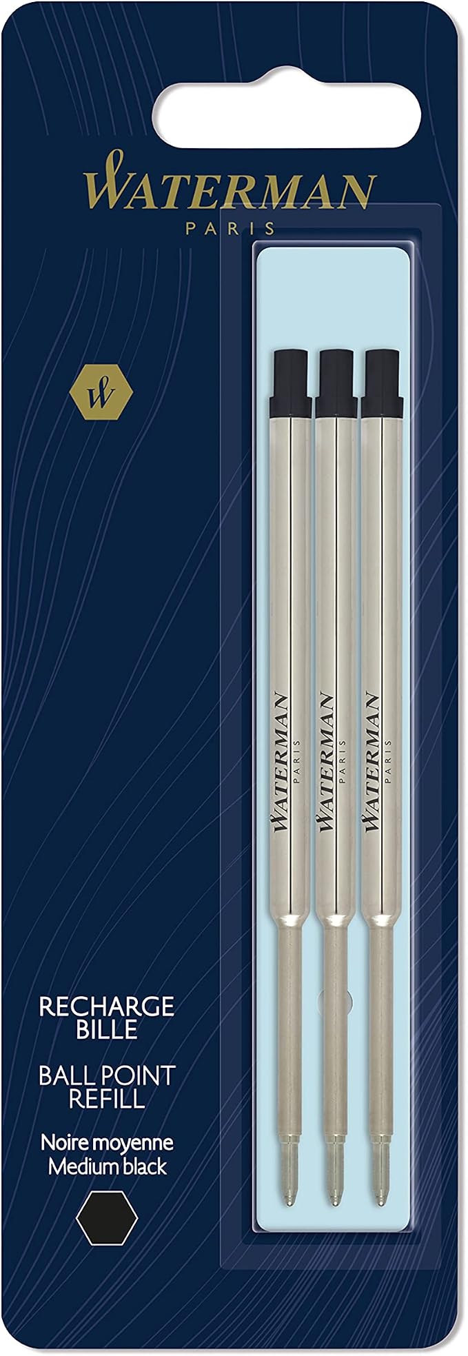 Waterman Ballpoint Pen Refills | Medium Point | Black Ink | 3 Count by Waterman