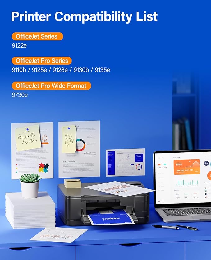 936e 936XL High Yield Ink Cartridges with Chip 4-Pack Set Replacement for HP 936 936e Ink Works with HP OfficeJet Pro 9125e 9135e 9110b 9128e 9130b 9122e 9120e 9730e Printers Black Cyan Magenta Yellow-DeskLoop Office