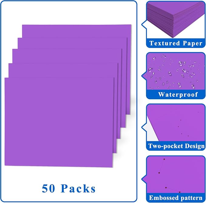 Zzrywuty 50 Packs Purple Paper Folders - Image 4