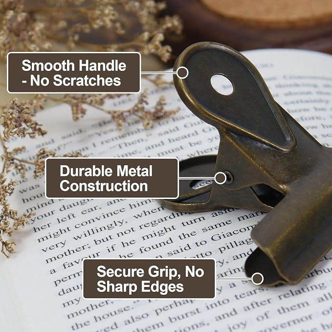 Koqye 5 Pcs Vintage Bronze Bulldog Clips, Antique Metal Journal Clips to Hold - Image 2