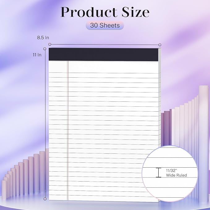 Nichela 2 Pack Legal Pads 8.5 x 11 White Note Pads 8.5 x 11 Notepad Micro - Image 2