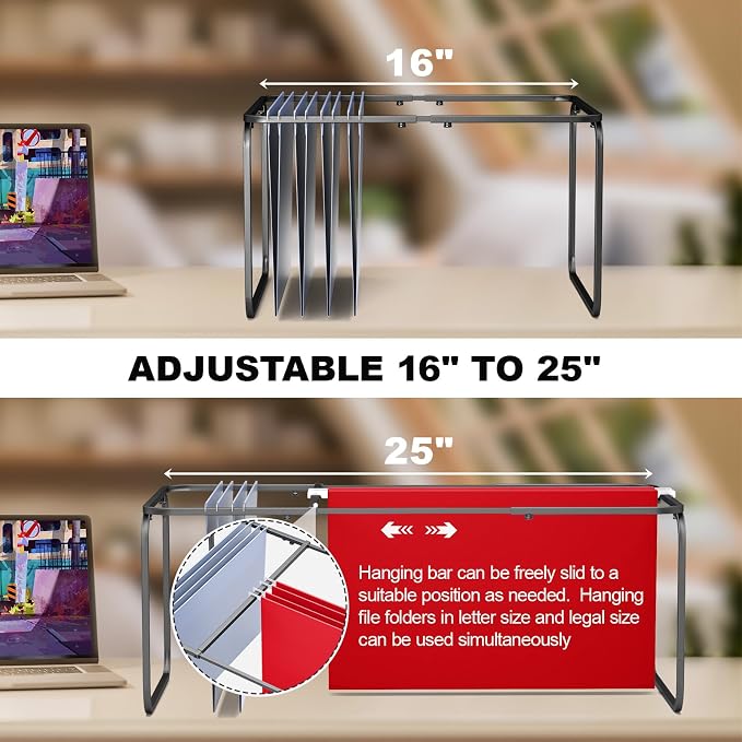 2 Sets Upgraded Adjustable Hanging File Folder Frame, Legal/Letter Size - Image 2
