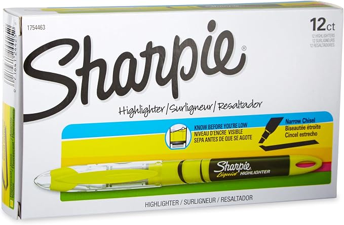 Sharpie Liquid Highlighters, Chisel Tip, Fluorescent Yellow by Unknown