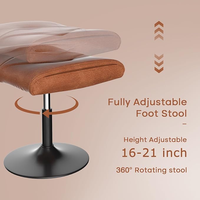 VECELO Foot Rest Under Desk Ottoman, PU Height Adjustable Footrest - Image 3