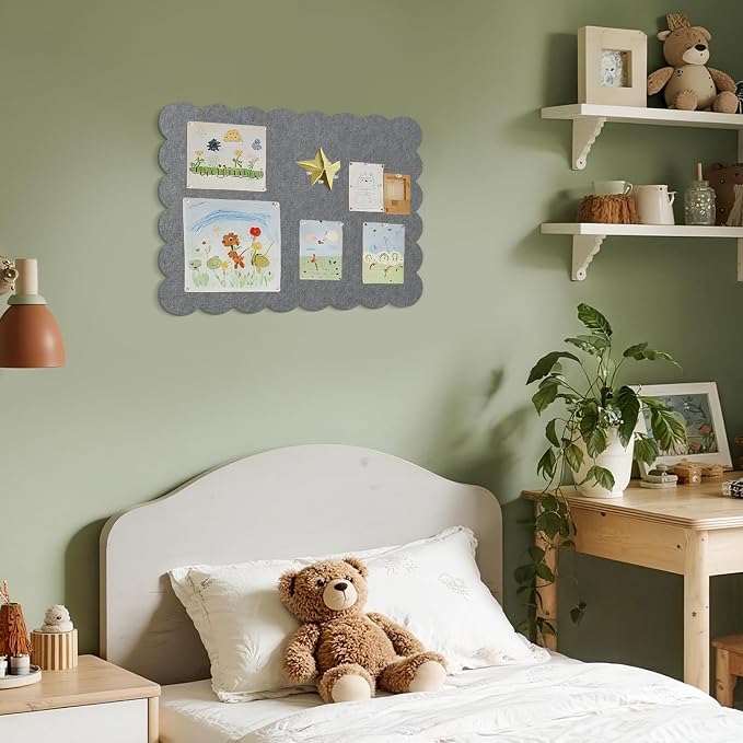 Lightomorrow Scalloped Bulletin Board, 24 x 18 Inches Felt Pin Board - Image 5