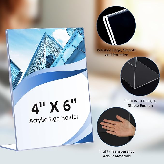 6 Pack Slanted Back Acrylic Sign Holders 4x6 - Image 5