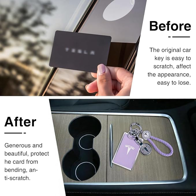 for Tesla Key Card Holder Bling Key Chain Card Key Holder - Image 3