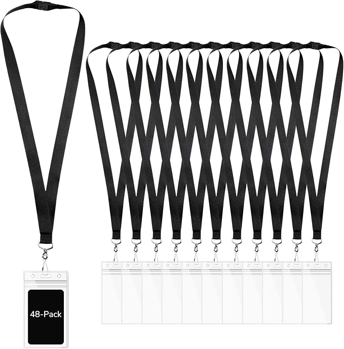48-Pack Black Breakaway Lanyards by WEZEBEL